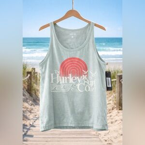 Hurley Surf Co Graphic Tank Top Aqua Gray Size L NWT